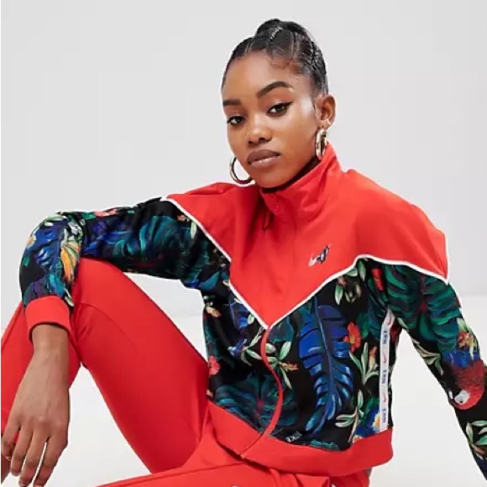 Nike Red tropical hyper femme print track suit jacket